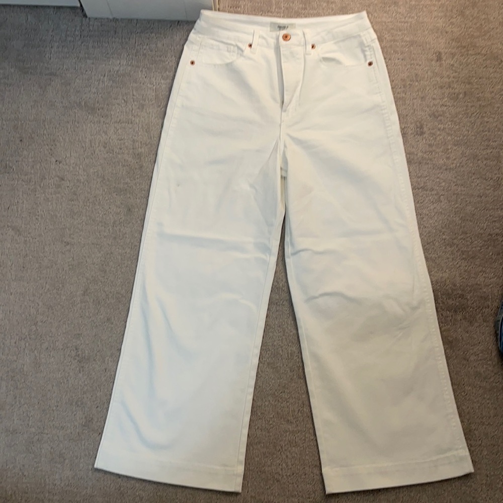 Wide leg white jeans